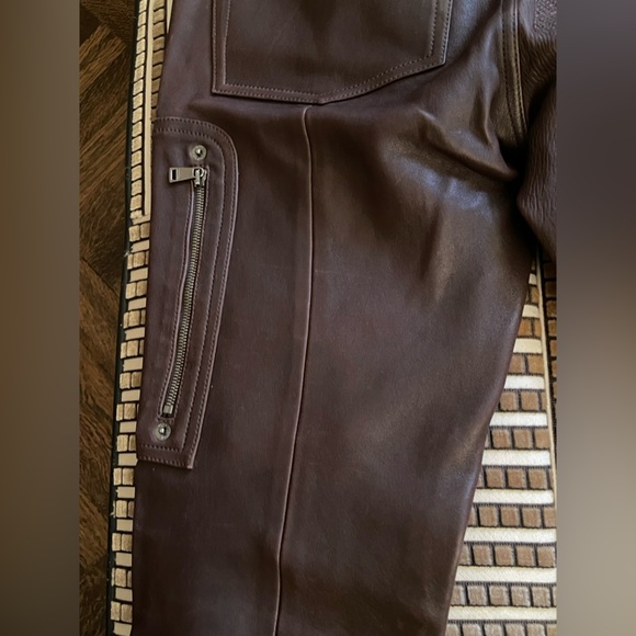 Ralph Lauren Black Label 2014 Original Sample Brown Leather Moto Pants - Picture 7 of 13